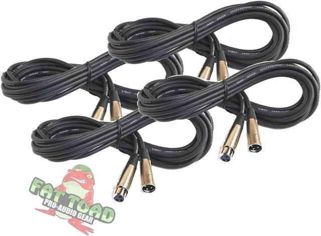 Main image of Microphone Cables by FAT TOAD | (4 Pack) 20ft Pro Audio XLR Mic Cord Patch Extension with Female & Male Connector | 20 AWG Shielded Wire & Balanced for Recording Studio Mixer | Live Sound Stage Gear