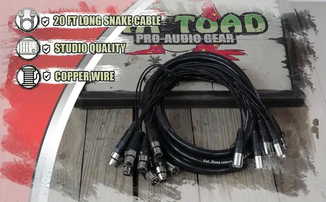 Alt view image 3 of 7 - XLR Snake Cable (8 Channels) 20 FT by FAT TOAD | Patch Studio, Stage, Live Sound Recording Multicore Cords | Pro Audio Shielded Female to Male Microphone Cables for DJ Digital Mixers or PA Amplifiers