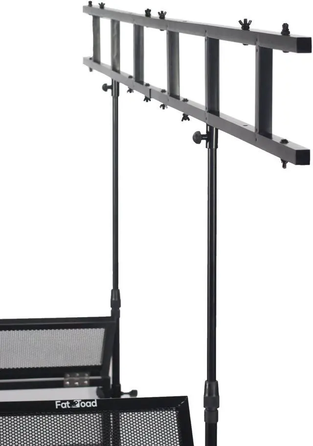 Alt view image 7 of 7 - DJ Booth Tabletop With 8FT Lighting Truss Stand Package by FAT TOAD | Foldable Panel Portable Stage Platform Facade White Scrim Cover | Video Light Projector Display Workstation For Sound System Event