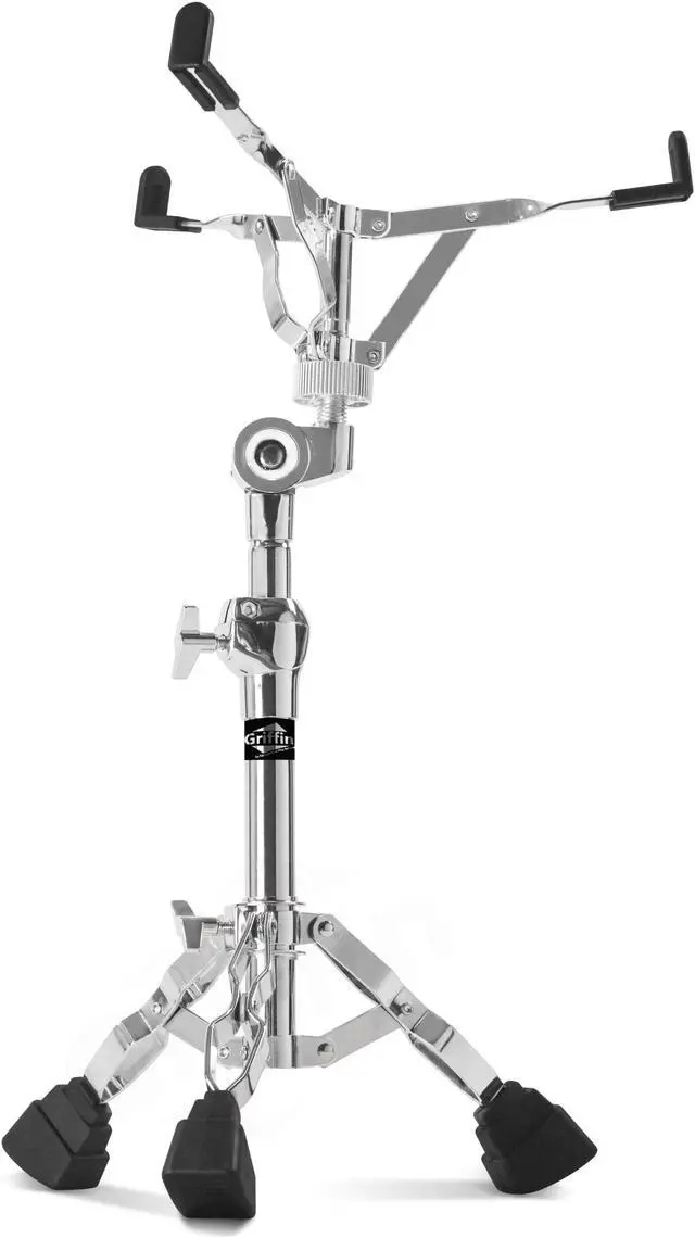 Alt view image 5 of 7 - GRIFFIN Premium Snare Drum Stand | Heavy-Duty Weight Mount for Snares, Tom Drums & Practice Pad | Double Braced Percussion Hardware Kit | Adjustable Height & Tilting Gear Clamp Style Basket Holder