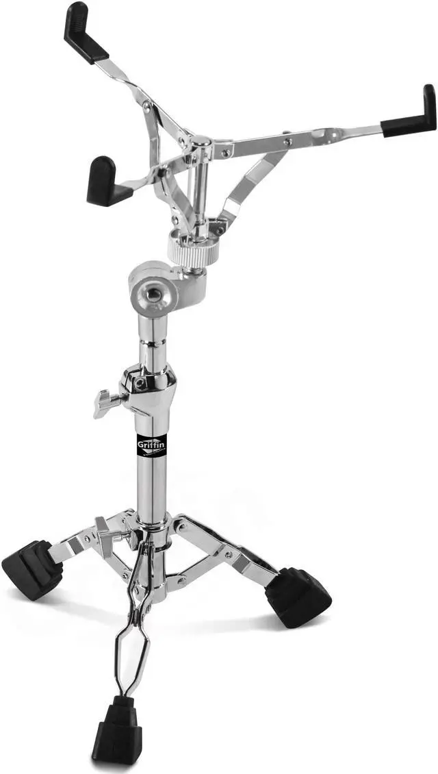 Alt view image 4 of 7 - GRIFFIN Premium Snare Drum Stand | Heavy-Duty Weight Mount for Snares, Tom Drums & Practice Pad | Double Braced Percussion Hardware Kit | Adjustable Height & Tilting Gear Clamp Style Basket Holder
