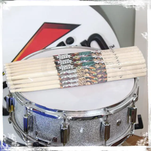 Alt view image 7 of 7 - 12 Pairs of Select Elite Maple Wood Drum Sticks by GRIFFIN Attack Zzzap - Size 5A Premium Balanced, Level and Straight - Drummers Percussion Classic Pure Grit Uncoated, Raw Wood Drumming Sticks