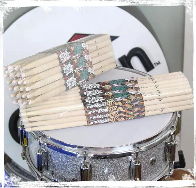 Alt view image 7 of 7 - GRIFFIN Attack Zzzap Drum Sticks - 24 Pairs of Select Elite Maple Wood Size 5A - Drummers Percussion Classic Pure Grit Uncoated, Raw Wood Drumming Sticks - Premium Balanced, Level and Straight