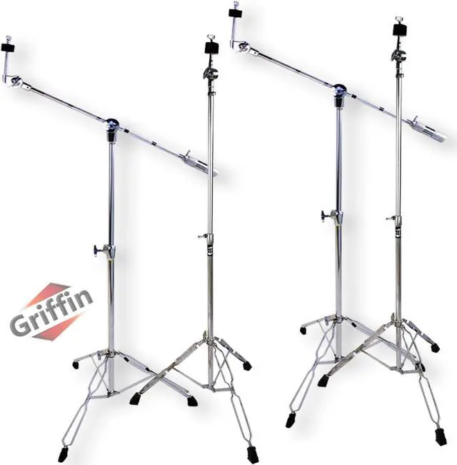 Main image of 4-PACK Cymbal Boom Stand & Straight Cymbal Stand Combo Set by GRIFFIN | Percussion Drum Hardware Kit for Mounting & Holding Crash, Ride, Splash Cymbals | Arm Counterweight Adapter & Double Braced Legs