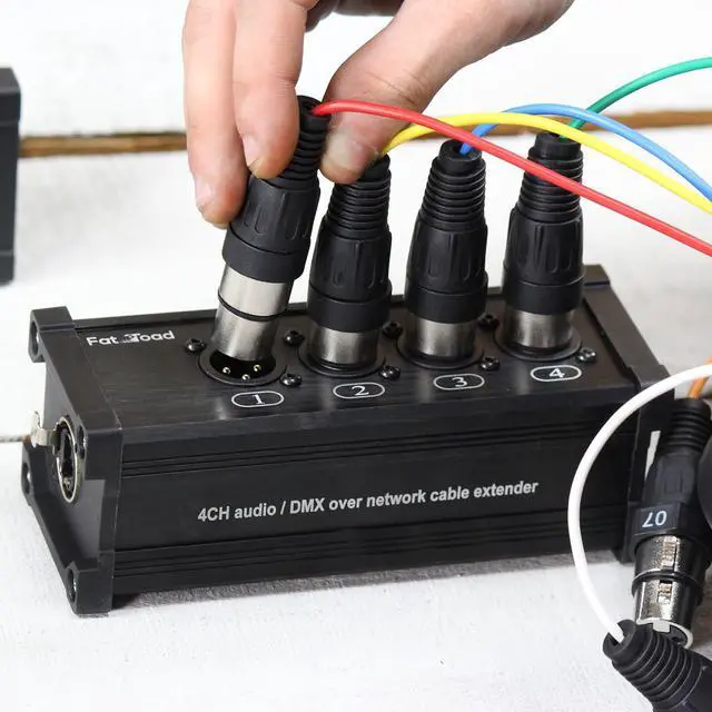 Alt view image 7 of 7 - 4 Channel DMX Hub Over Network Signal XLR Cable Extender FAT TOAD | Male & Female Pack with 3 Pin XLR to RJ45 Ethercon Wire for Live Stage Sound Monitoring, Studio Recording & DJ Lighting, PA AES-EBU