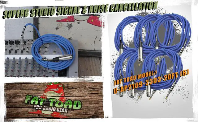 Alt view image 6 of 7 - XLR Female to 1/4" Male Jack Microphone Cables (6 Pack) by FAT TOAD| 20ft Professional Pro Audio Mic Blue Cord Patch Lo-Z Connector | 20 Gauge Shielded, Balanced Wire for Impeccable DJ Audio Recording