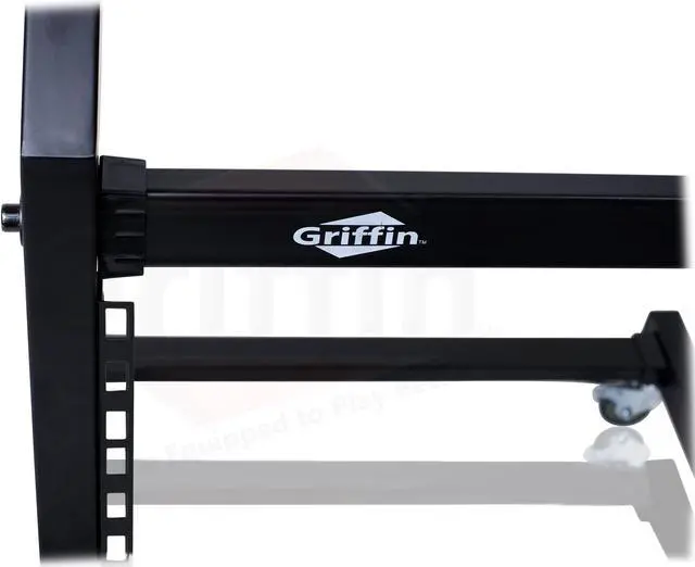 Alt view image 3 of 7 - Rack Mount Rolling Stand & Adjustable Mixer Platform Rails by GRIFFIN | 19U Cart Holder for Music Studio Booth Pro Audio Recording Cabinet | Stage Equipment DJ Gear Storage Case for Amplifier, Effects