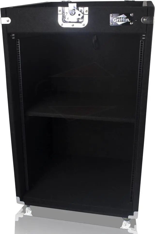 Alt view image 5 of 6 - Ultimate Rackmount Studio Mixer Flight Road Case By GRIFFIN | 25U Mount Space Pro-Audio Amp Cabinet Travel Trunk For Music Gear Recording Equipment | Portable DJ Sound Booth Rack Stand Carpet PA Cart