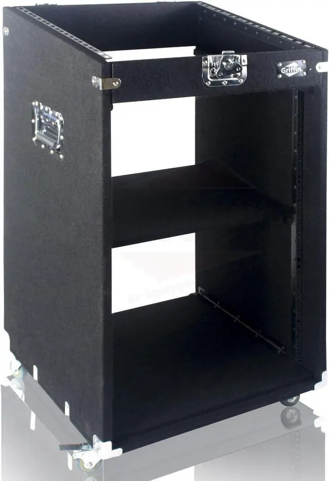 Alt view image 6 of 6 - Ultimate Rackmount Studio Mixer Flight Road Case By GRIFFIN | 25U Mount Space Pro-Audio Amp Cabinet Travel Trunk For Music Gear Recording Equipment | Portable DJ Sound Booth Rack Stand Carpet PA Cart