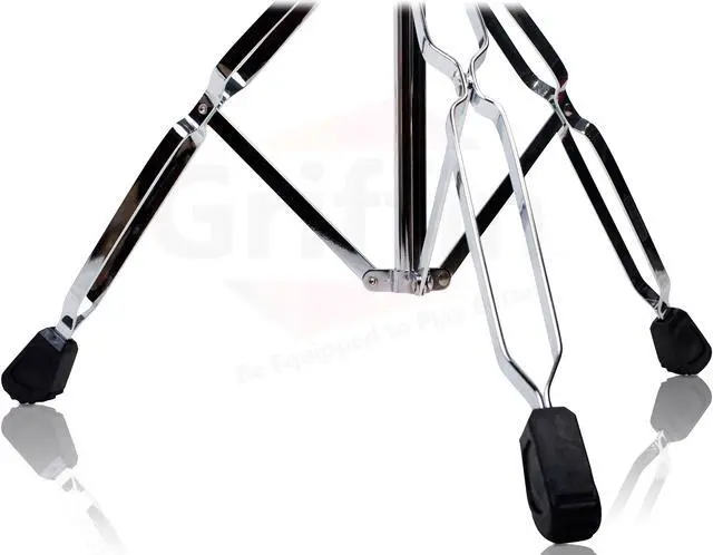 Alt view image 2 of 7 - 3 PACK - Cymbal Stand With Boom Arm & Snare Drum Stand Kit by GRIFFIN | Percussion Chrome Gear Hardware Set with Double Braced Legs | Counterweight Adapter for Mounting Crash, Ride, Splash Cymbals