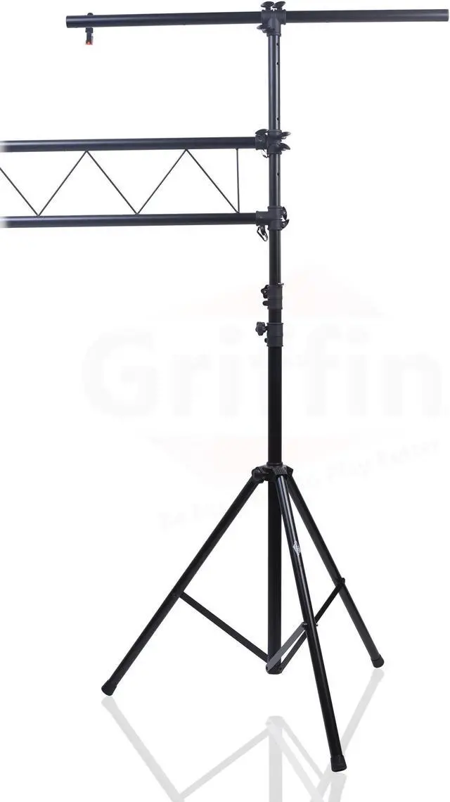 Alt view image 4 of 8 - Light Truss Stand System by GRIFFIN | I-Beam Trussing Set & DJ Booth Platform Kit | Hanging Mount Lighting Package for Music Gear, PA Speakers, Can Lights | T-Bar Extension for Portable Audio Stage