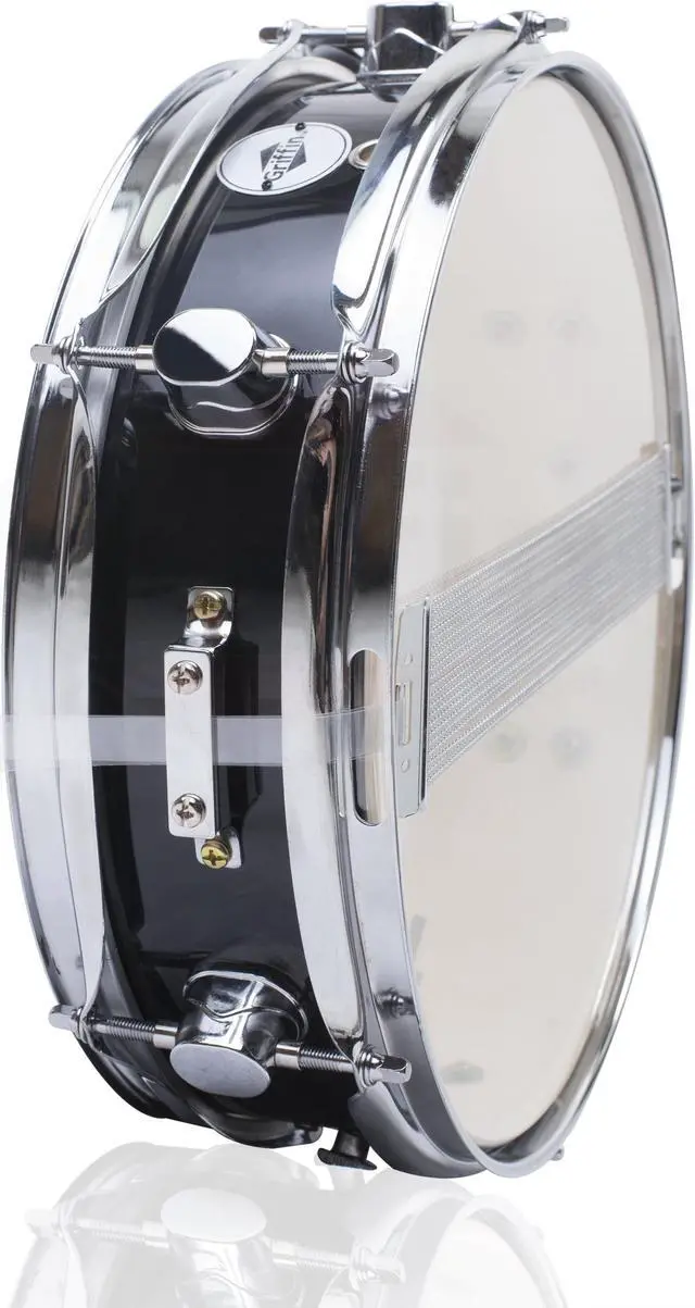 Alt view image 5 of 7 - Piccolo Snare Drum 13" x 3.5" by GRIFFIN | 100% Poplar Wood Shell with Black PVC & White Coated Drum Head | Drummers Acoustic Marching Kit Percussion Instrument with Snare Strainer Throw Off Set