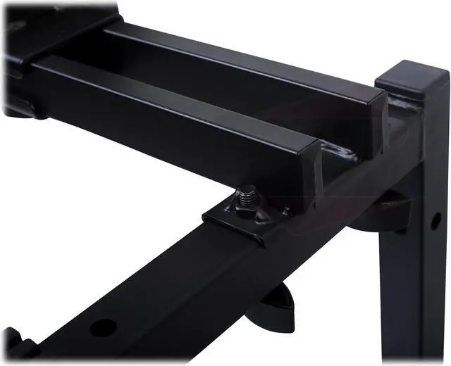 Alt view image 7 of 8 - Double Piano Keyboard & Laptop Stand by GRIFFIN | 2 Tier/Dual Portable Studio Mixer Rack for Turntables, DJ Coffins, Speakers, Digital Audio Gear & Music Equipment | Folding Stage Mount Multi Platform