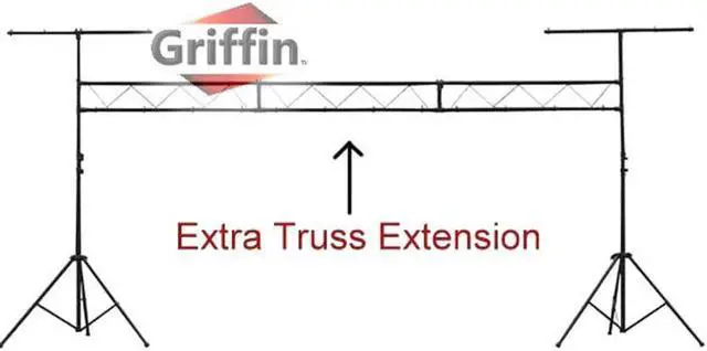 Alt view image 2 of 8 - Light Truss Stand System by GRIFFIN | I-Beam Trussing Set & DJ Booth Platform Kit | Hanging Mount Lighting Package for Music Gear, PA Speakers, Can Lights | T-Bar Extension for Portable Audio Stage