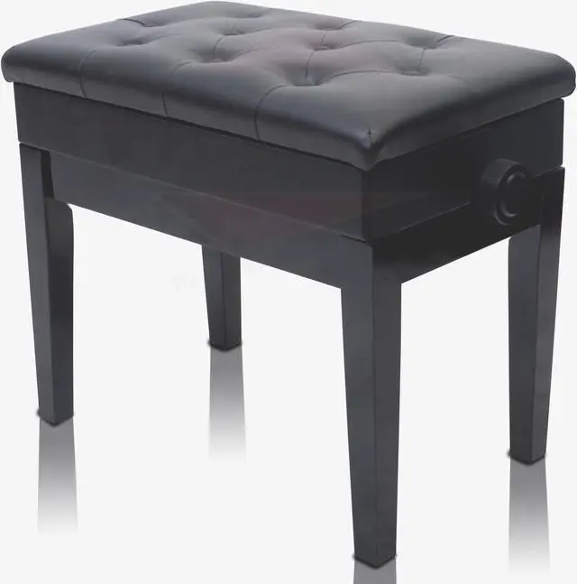 Alt view image 3 of 7 - GRIFFIN Premium Antique Piano Bench | Adjustable Black Solid Wood Frame & PU Leather Padded Cushion | Vintage Ergonomic Musicians Keyboard Chair | Guitar Stool, Home Vanity Bench | Sheet Music Storage
