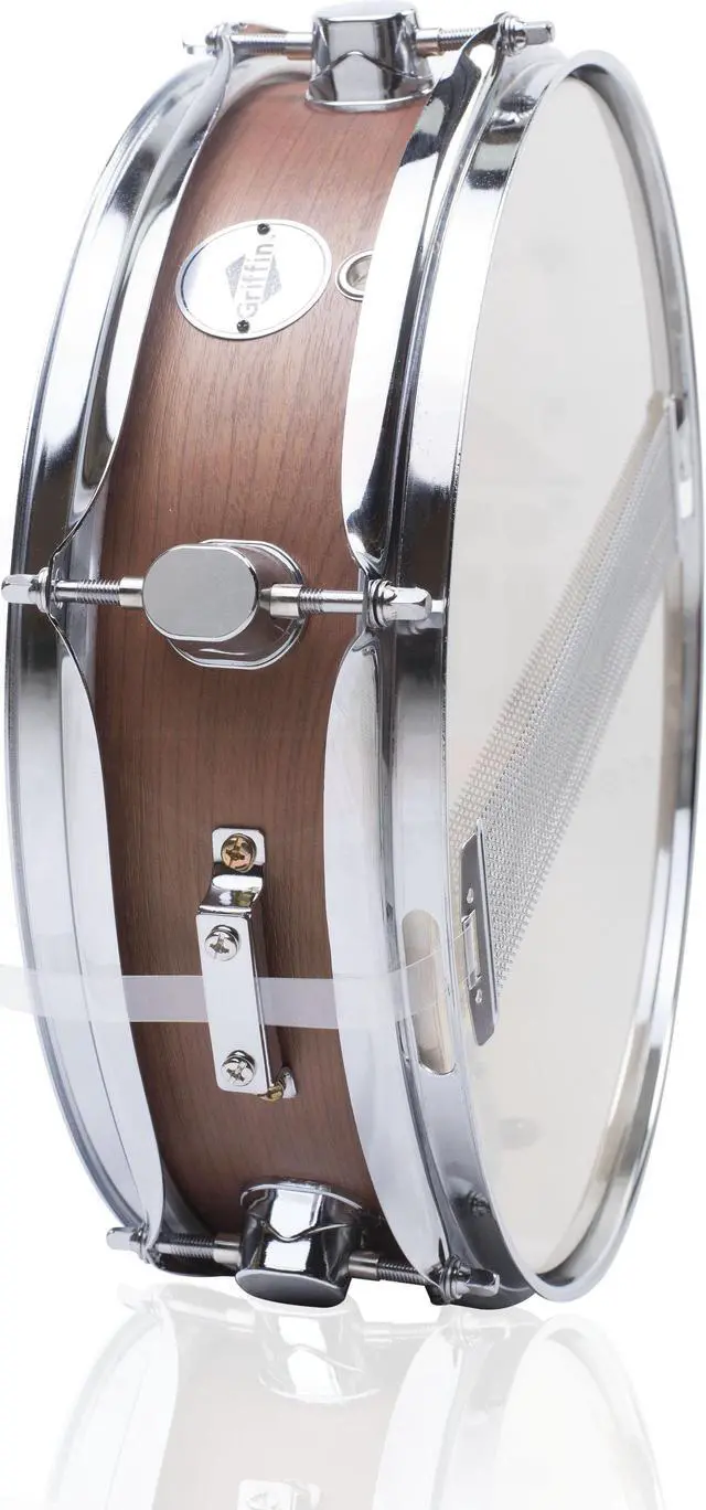 Alt view image 4 of 7 - Piccolo Snare Drum 13" x 3.5" by GRIFFIN | 100% Poplar Wood Shell with Black Hickory Finish & Coated Drum Head | Drummers Acoustic Marching Kit Percussion Instrument with Snare Strainer Throw Off Set