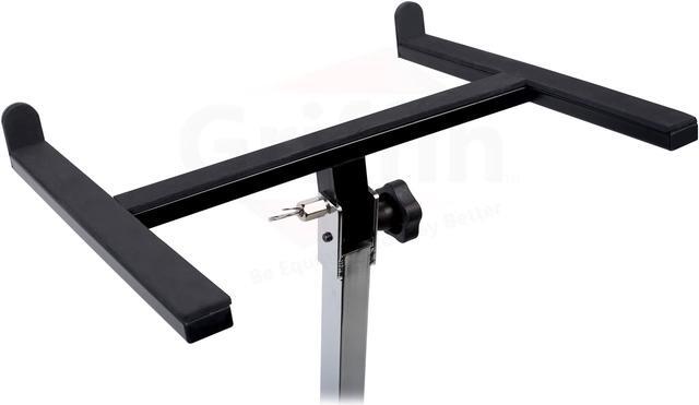 Alt view image 6 of 8 - mobile studio mixer stand dj cart by griffin | rolling standing rack on casters with adjustable height|portable turntable | protect your digital audio gear and music equipment|heavy duty construction