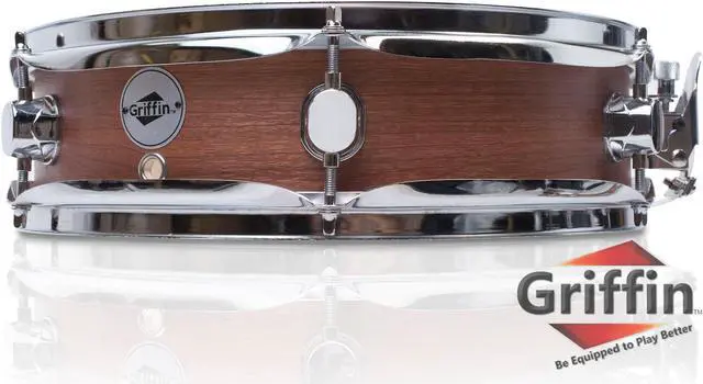 Main image of Piccolo Snare Drum 13" x 3.5" by GRIFFIN | 100% Poplar Wood Shell with Black Hickory Finish & Coated Drum Head | Drummers Acoustic Marching Kit Percussion Instrument with Snare Strainer Throw Off Set