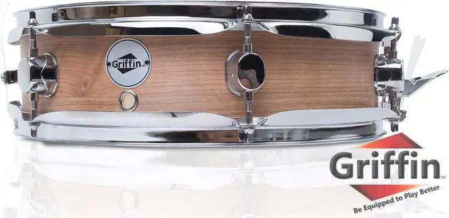 Main image of Piccolo Snare Drum 13" x 3.5" by GRIFFIN | 100% Poplar Shell with Oak Wood Finish & Coated Drum Head | Professional Marching Drummers Deluxe Percussion Instrument with Bright Tone & Brilliant Attack