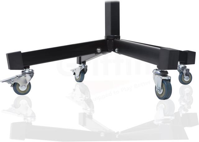 Alt view image 5 of 8 - mobile studio mixer stand dj cart by griffin | rolling standing rack on casters with adjustable height|portable turntable | protect your digital audio gear and music equipment|heavy duty construction