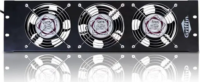 Main image of GRIFFIN Rackmount Cooling Fan | 3U Ultra-Quiet Triple Exhaust Fans, Keep Studio Audio Equipment Gear Cool | Rack Mount on Network IT System Server Rails | DJ PA AMP Temperature Control Panel Cabinet