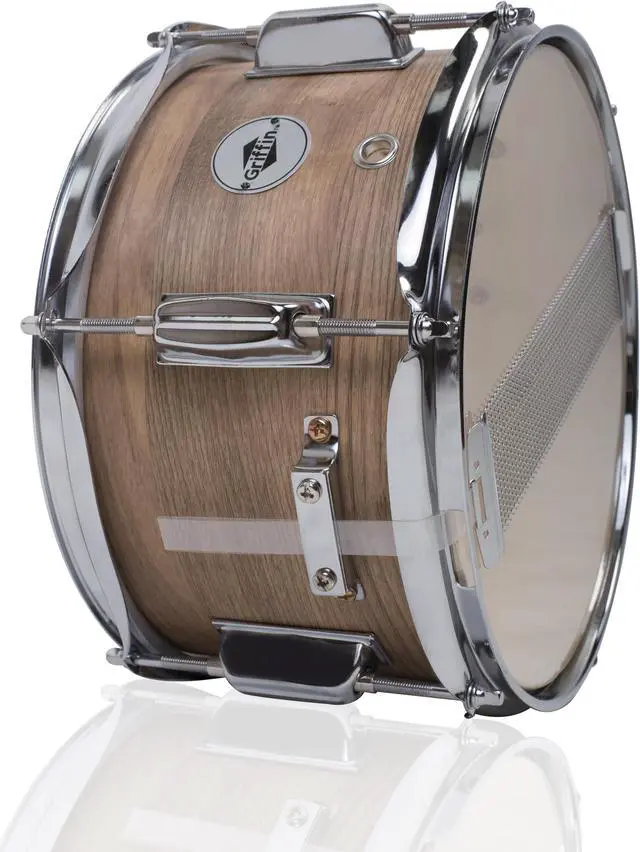 Alt view image 4 of 7 - Popcorn Soprano Snare Drum by GRIFFIN | Acoustic Firecracker 10"x6" Poplar Wood Shell with Oakwood PVC | Mini Concert Marching Percussion Musical Instrument with Snare Throw Off, Drummers Key & Head