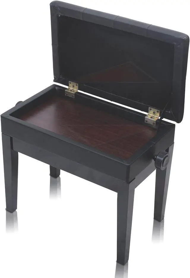 Alt view image 4 of 7 - GRIFFIN Premium Antique Piano Bench | Adjustable Black Solid Wood Frame & PU Leather Padded Cushion | Vintage Ergonomic Musicians Keyboard Chair | Guitar Stool, Home Vanity Bench | Sheet Music Storage