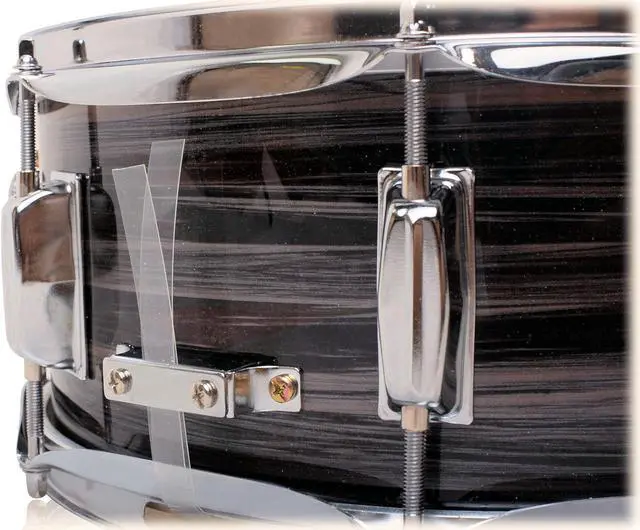 Alt view image 4 of 7 - Deluxe Snare Drum by GRIFFIN | 14" x 5.5" Poplar Wood Shell with Zebra PVC Glossy Finish | Percussion Musical Instrument with Drummers Key for Students & Professionals | 8 Tuning Lugs & Snare Strainer