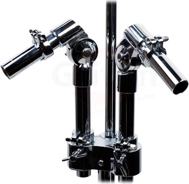 Alt view image 4 of 8 - Double Tom Drum Stand with Cymbal Arm by GRIFFIN | Drummers Percussion Set Hardware with Dual Drum Mounts | Medium Duty Tom Holder with Double Braced Tripod Legs | Accommodates All Standard Cymbals