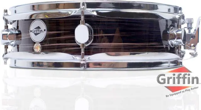 Main image of Piccolo Snare Drum 13" x 3.5" by GRIFFIN | 100% Poplar Wood Shell with Zebra Wood Finish & Coated Drum Head | Professional Marching Drummers Percussion Instrument with Bright Tone & Brilliant Attack