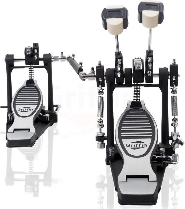 Alt view image 6 of 7 - Deluxe Double Kick Drum Pedal for Bass Drum by GRIFFIN | Twin Set Foot Pedal | Quad Sided Beater Heads | Dual Pedal Two Chain Drive Percussion Hardware | Impressive Response for Metal & Rock Drummers
