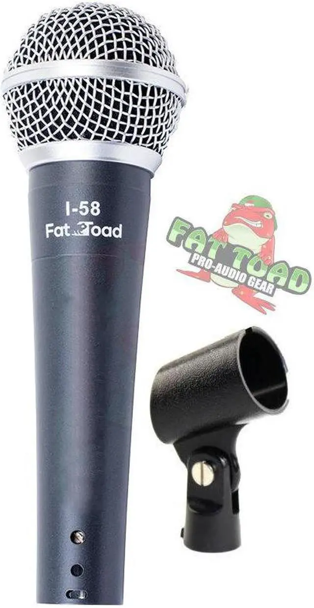 Main image of Cardioid Dynamic Microphone with Mic Clip by FAT TOAD | Vocal Handheld, Unidirectional Mic | Singing Wired Microphone for Music Stage Performances, Studio Recording, Live Streaming or PA DJ Karaoke