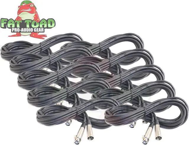 Main image of Microphone Cables by FAT TOAD (10 Pack) 20ft Professional Pro Audio XLR Mic Cord Patch with Female & Male Connector | 20 AWG Shielded Wire & Balanced for Sound Music Recording Studio Mixer Stage Gear