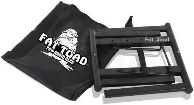 Alt view image 4 of 8 - Folding DJ Laptop Stand with Sub-tray Shelf by FAT TOAD | Pro Audio Computer Table Top Rack Stand Mount for iPads, Mixer Controller & Tablets | Portable PC Gear Clamp Holder | Stage Booth, Home Office