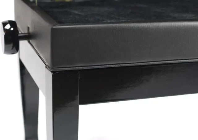 Alt view image 4 of 7 - GRIFFIN Genuine Leather Piano Bench | Oversize Duet Vintage Black Solid Wood & Ergonomic Keyboard Stool | 2 Person Cushion Seat & Sheet Music Book Storage Space | Guitar Musicians Chair & Vanity Bench