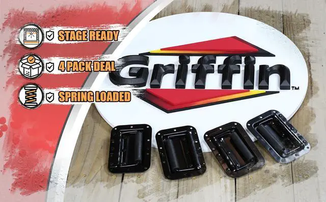 Alt view image 6 of 7 - Flush Speaker Cabinet Handles for DJ PA Rack Road Case (Set of 4) by GRIFFIN | Spring Loaded Recessed Metal Flip Pull with Rubber Padding for Trunk Chest Flight Carry Case | Pro-Audio Stage Gear Parts