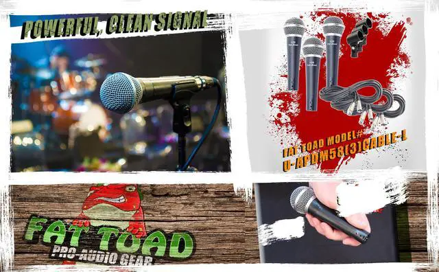 Alt view image 7 of 7 - Dynamic Vocal Microphones with XLR Mic Cables & Clips (3 Pack) by FAT TOAD | Cardioid Handheld, Unidirectional for Home Music Studio Recording, Live Stage Singing, DJ Karaoke | Pro Audio 20ft Mic Cord
