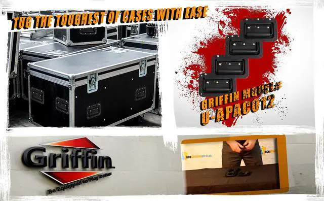 Alt view image 5 of 7 - 32 PACK -  Metal Flip Speaker Cabinet Handles for Rack Road Flight Trunk by GRIFFIN | Spring Loaded Flush Pull with Black Grip Rubber Padding for Chest Carry Case | DJ PA Pro-Audio Stage Gear Parts