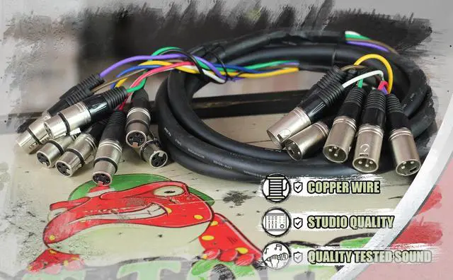 Alt view image 7 of 8 - XLR Snake Cable Patch (10ft X 8 Channels) by FAT TOAD | Studio Stage, Live Sound Recording Multicore Cords | Pro Audio Shielded Balanced Wires for Microphone Interface Hub, DJ Digital Mixer, Amplifier