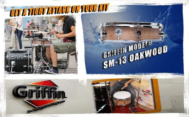 Alt view image 4 of 7 - Piccolo Snare Drum 13" x 3.5" by GRIFFIN | 100% Poplar Shell with Oak Wood Finish & Coated Drum Head | Professional Marching Drummers Deluxe Percussion Instrument with Bright Tone & Brilliant Attack