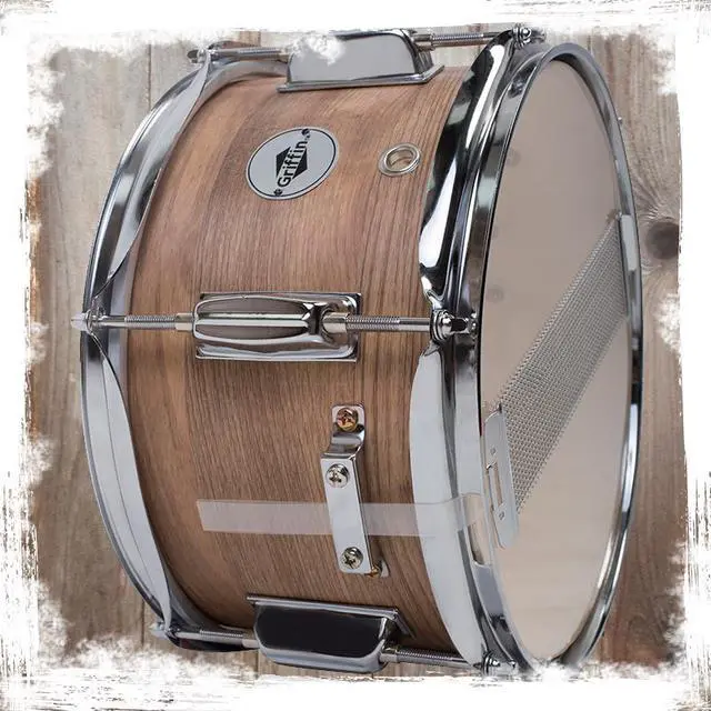 Alt view image 7 of 7 - Popcorn Soprano Snare Drum by GRIFFIN | Acoustic Firecracker 10"x6" Poplar Wood Shell with Oakwood PVC | Mini Concert Marching Percussion Musical Instrument with Snare Throw Off, Drummers Key & Head