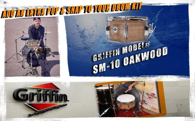 Alt view image 5 of 7 - Popcorn Soprano Snare Drum by GRIFFIN | Acoustic Firecracker 10"x6" Poplar Wood Shell with Oakwood PVC | Mini Concert Marching Percussion Musical Instrument with Snare Throw Off, Drummers Key & Head