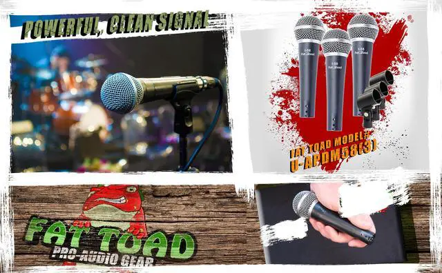 Alt view image 5 of 7 - Vocal Handheld Microphones & Clips (3 Pack) by FAT TOAD | Cardioid Dynamic, Wired Instrument Mic | Singing Microphone for Live Streaming, Music Stage Performances & Studio Recording or PA DJ Karaoke