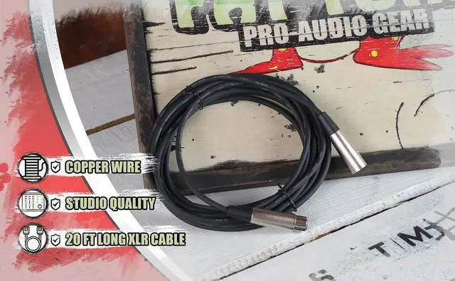 Alt view image 6 of 8 - XLR Microphone Cable by FAT TOAD | 20ft Professional Pro Audio Mic Cord Extension Patch with Male to Female Lo-Z Connector | 20 AWG Wire & Balanced for Recording Studio Mixer & Live Sound Stage Gear