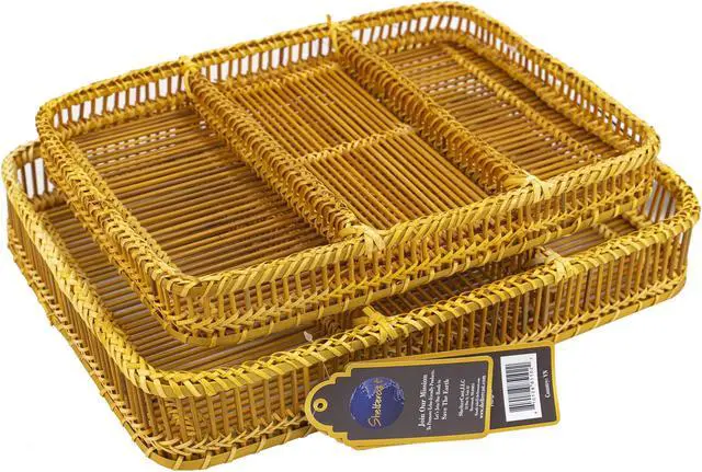 Alt view image 4 of 4 - ShelterCast Bamboo Serving Tray for Dinner, Tea, Bar, Table, Breakfast Tray, Good for Parties. 16"l x 12" W x 2"h Gold(Small)