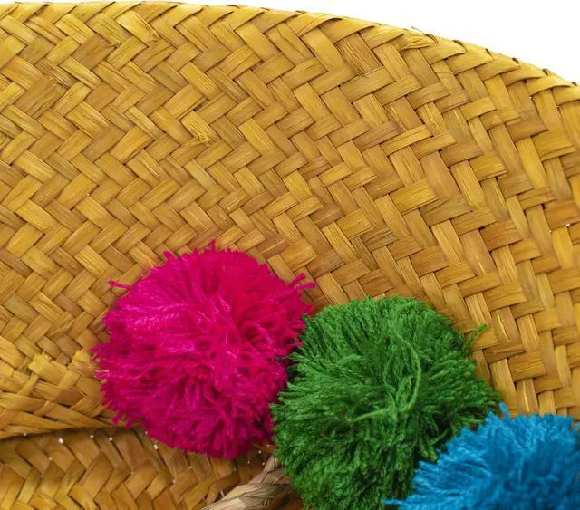 Alt view image 4 of 4 - ShelterCast Dyed Seagrass Belly Basket with 8 Pompoms And Handle