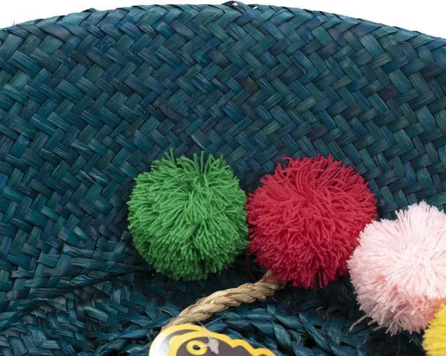 Alt view image 2 of 3 - ShelterCast Dyed Seagrass Belly Basket with 8 Pompoms And Handle Green Large