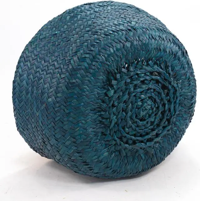 Alt view image 3 of 3 - ShelterCast Dyed Seagrass Belly Basket with 8 Pompoms And Handle Green Large