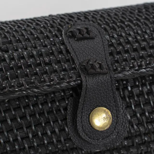 Alt view image 3 of 4 - ShelterCast Beach Bag for Women Crossbody Purse Rattan Handwoven Large Black