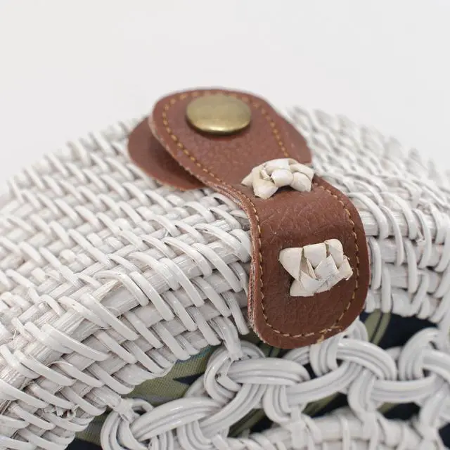 Alt view image 3 of 4 - Round Rattan bag Women's shoulder bags beach bags Small White